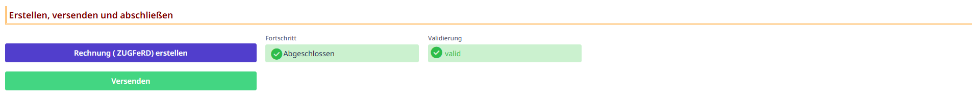 Erzeugen und Versenden inkl. Validierung im Ausgang