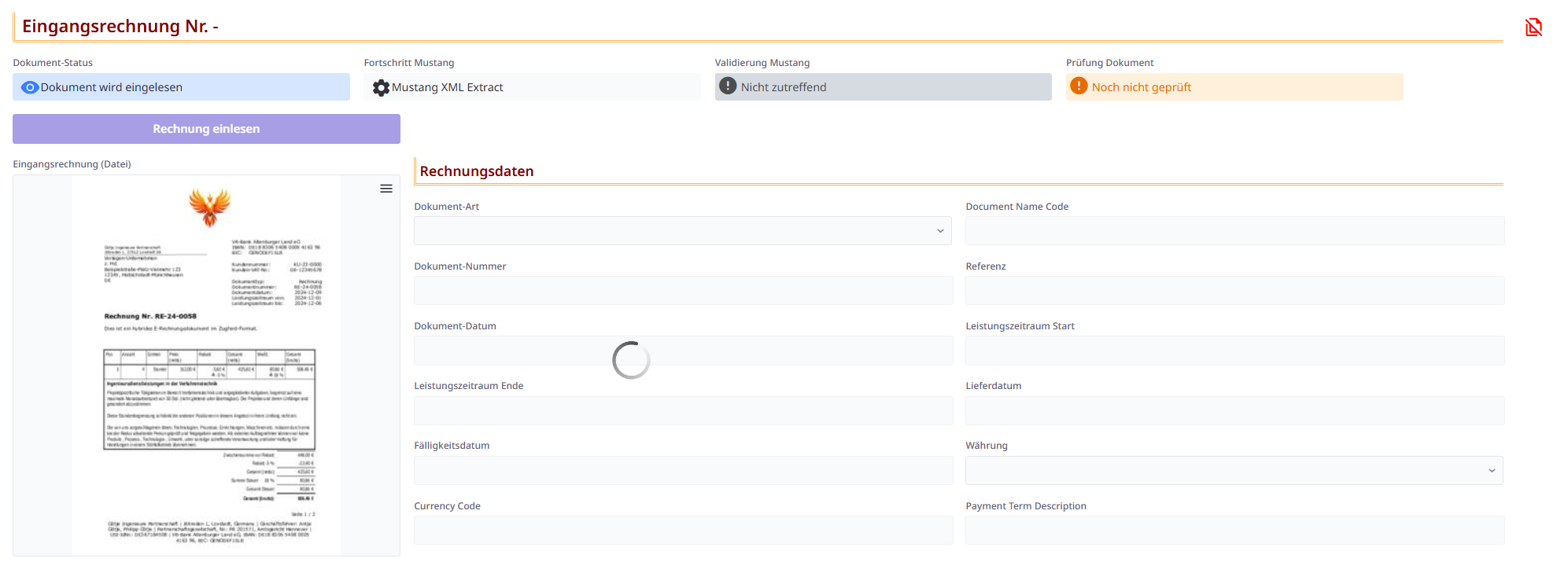 Userfeedback während dem Einlesen